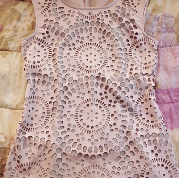 Tops - 💙Stylish top, pale blush, light sheen with geometric diecut pattern. Gorgeous!